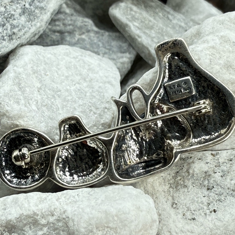 Vintage Sterling Silver 925 Native American Pottery Brooch Southwestern 2” 13g - Picture 10 of 11